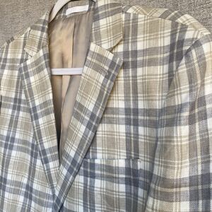LRL Ralph Lauren Black Label 100% Linen Multi Color Plaid Blazer Jacket 40S